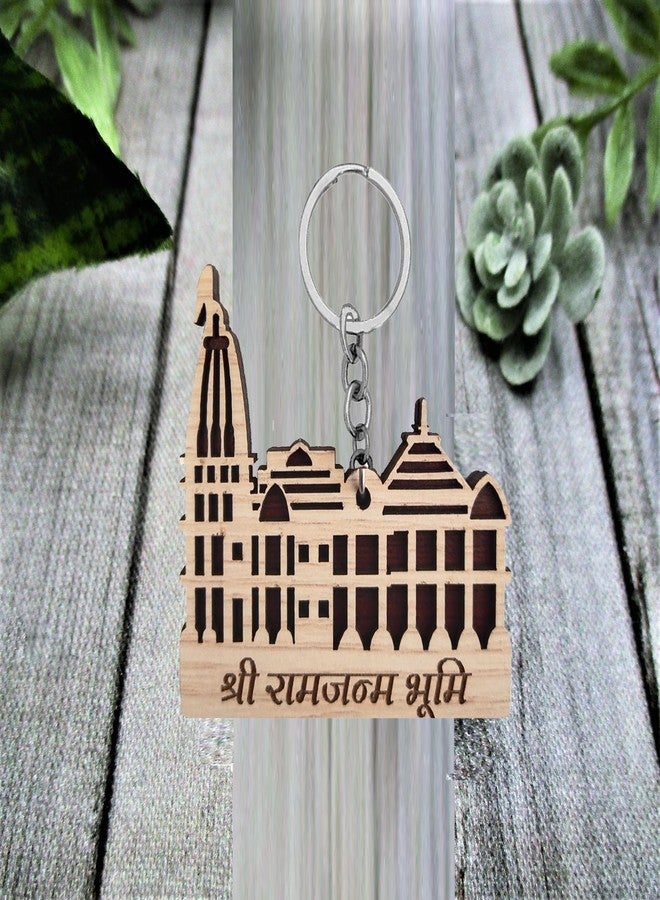 AYOSHRI Handcrafted Wooden Sri Ram Ayodhya Mandir Idol/Model Keychain Keyring Gift For Men, Women, Boys, Girls and Friends Pack Of 1 - Image 4