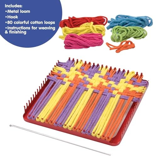 Schylling Metal Pot Holder Loom Kit - Classic Durable Weaving Frame to Make Pot Holders - Includes Loom, Hook, Instructions, and 80 Colorful Cotton Loops - Ages 5 and Up - Image 2