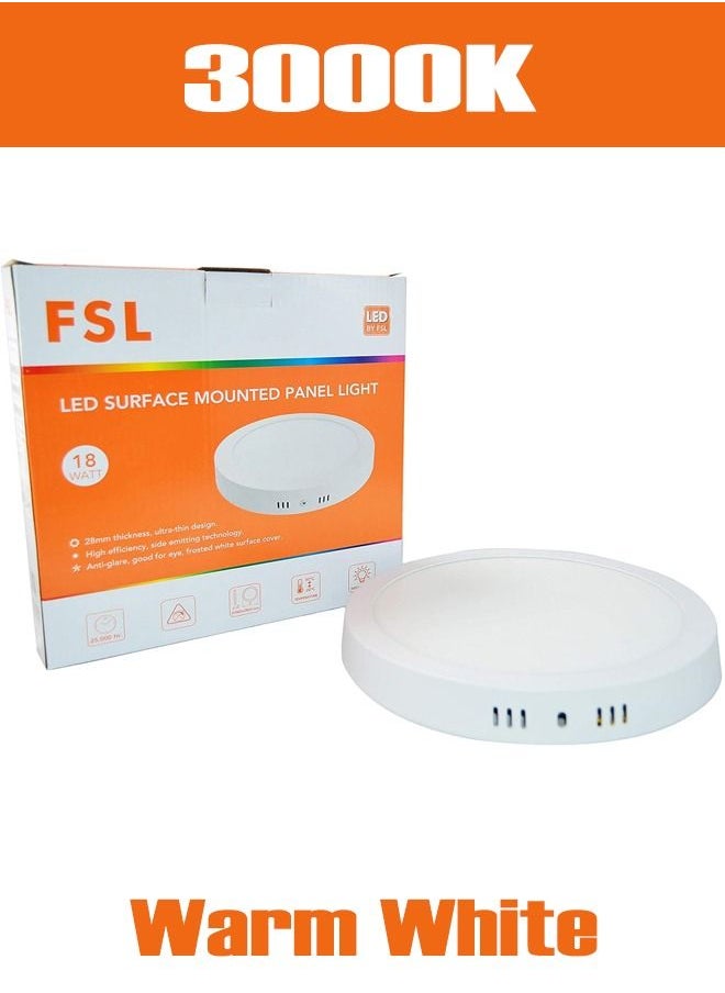 FSL لوحة إضاءة LED مثبتة على السطح بقوة 18 وات باللون الأبيض الدافئ  - Image 1