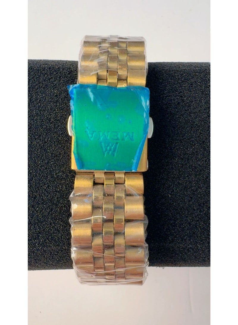 MEMA Men's Luxury Gold-Plated Watch – Elegant Fluted Bezel, Textured Dial & Date Display - Image 5