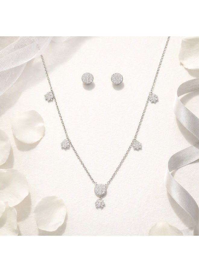 MTZ Women Jewellery Set, 14K Gold Plated Dainty Pendant Necklace & Stud Earrings Set for Wedding Party Daily Wear - Image 3
