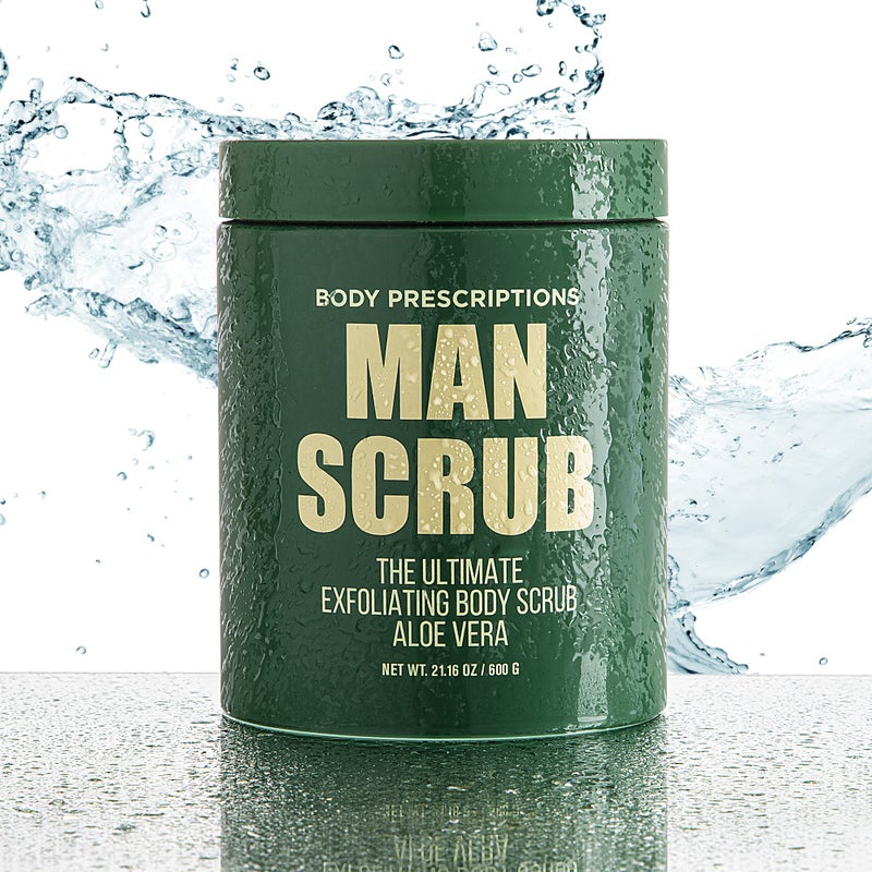 Body Prescriptions Menâ€™s Exfoliating Body Scrub â€“ Ultimate Skin Cleansing Wash in Jar with Twist-Top Lid, For All Skin Types, 21 Ounce (Pack of 1), Aloe Vera - Image 2