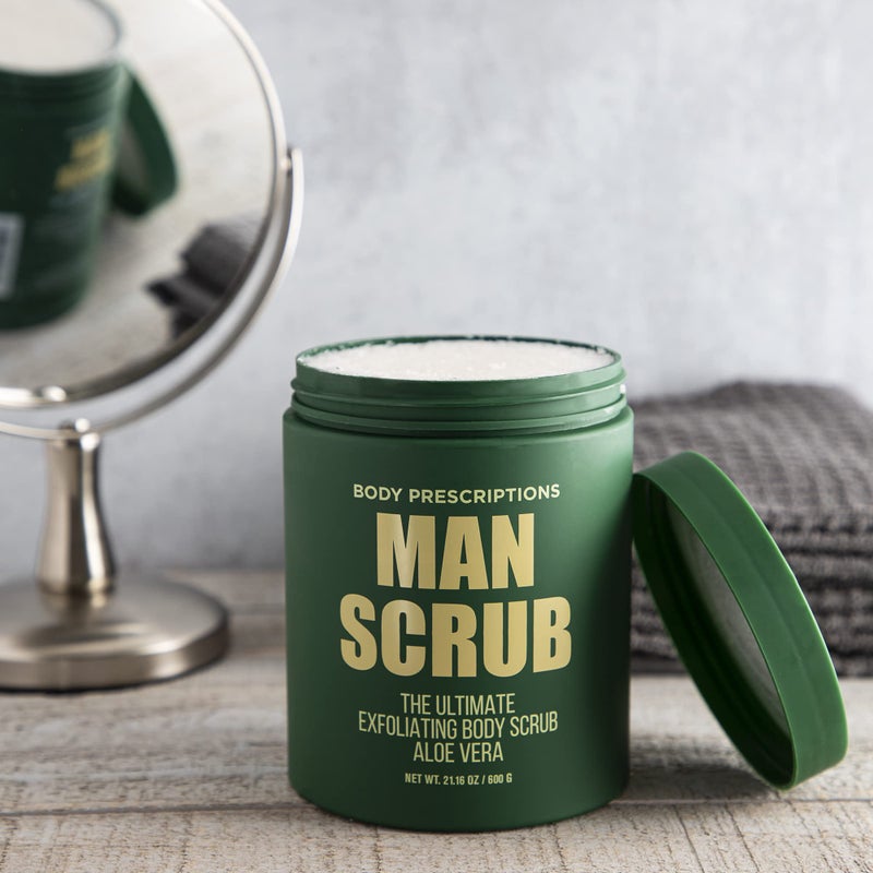 Body Prescriptions Menâ€™s Exfoliating Body Scrub â€“ Ultimate Skin Cleansing Wash in Jar with Twist-Top Lid, For All Skin Types, 21 Ounce (Pack of 1), Aloe Vera - Image 3