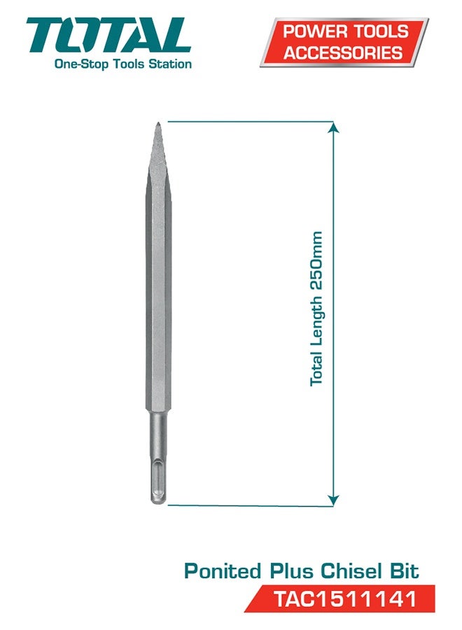توتال تولز مثقاب إزميل مدبب من توتال إندستريال SDS Plus | ١٤×٢٥٠ مم | فولاذ كروم-موليبدينوم | لهدم الخرسانة والطوب | لمسة نهائية مصقولة بالرمل - Image 2