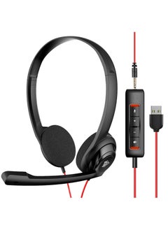 HW02 USB Headset with Microphone Noise Cancelling &Audio Controls, Super Light (Stereo)