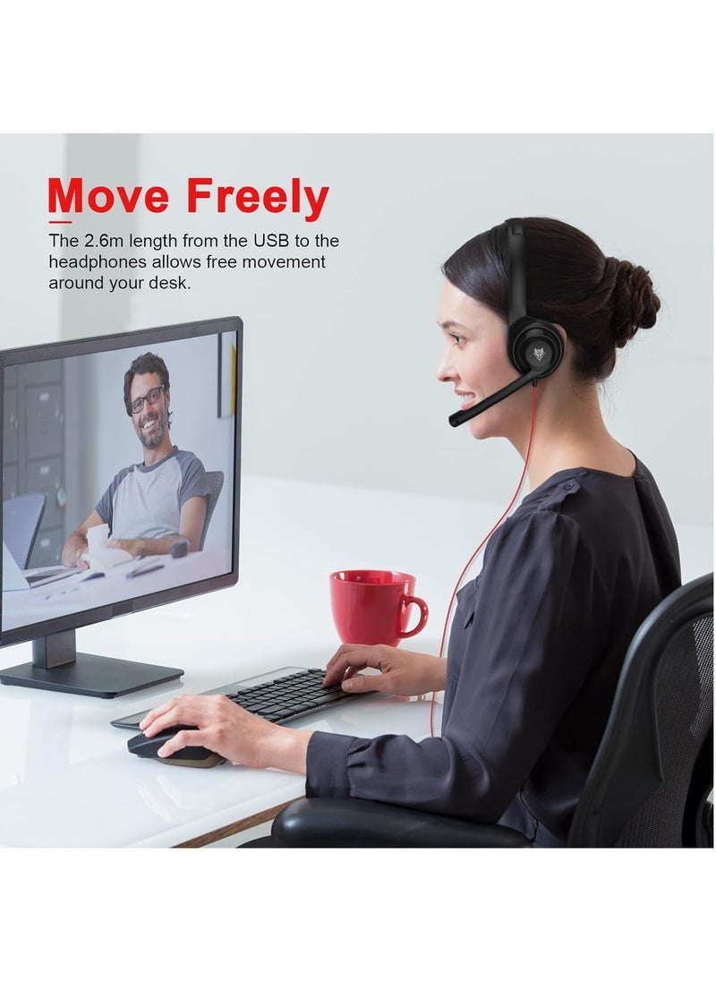 NUBWO - HW02 USB Headset with Microphone Noise Cancelling &Audio Controls, Super Light (Stereo) - Image 1