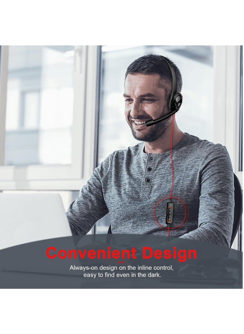 NUBWO - HW02 USB Headset with Microphone Noise Cancelling &Audio Controls, Super Light (Stereo) - Image 1
