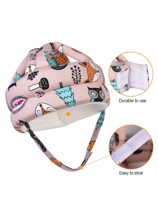 Umtiti Adjustable Baby Helmet, Lightweight & Soft, with Knee Pads & Socks for Crawling & Walking. Forest, Pink - Image 2