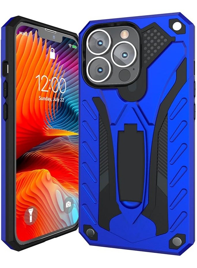 Bills iPhone 14 Pro MAX Premium Armor Case Built-In Kickstand - Military-Grade Shockproof Protective Cover with Reinforced Corners (Blue)  - Image 1