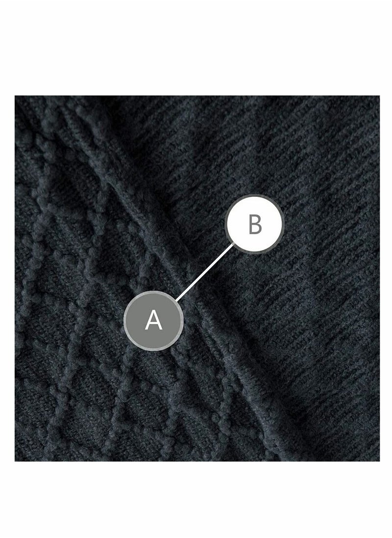 KASTWAVE - Acrylic Knitted Throw Blanket Lightweight and Soft Cozy Decorative Woven Blanket with Tassels for Travel Couch Bed Sofa Available All Year Round 51 x 67 Inch Dark Grey - Image 1
