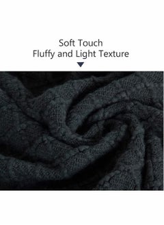 KASTWAVE Acrylic Knitted Throw Blanket Lightweight and Soft Cozy Decorative Woven Blanket with Tassels for Travel Couch Bed Sofa Available All Year Round 51 x 67 Inch Dark Grey  - Image 2