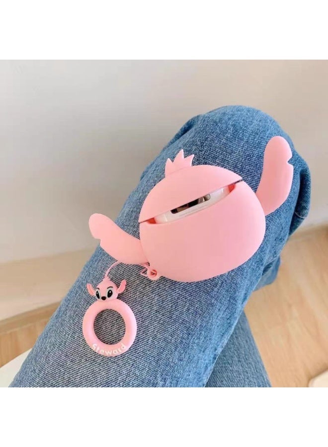 فكرة Fekra متوافق مع Airpods 4 Generation Case غطاء كرتوني ثلاثي الأبعاد لطيف ومضحك  (Big Ear Stitch Pink) - Image 3