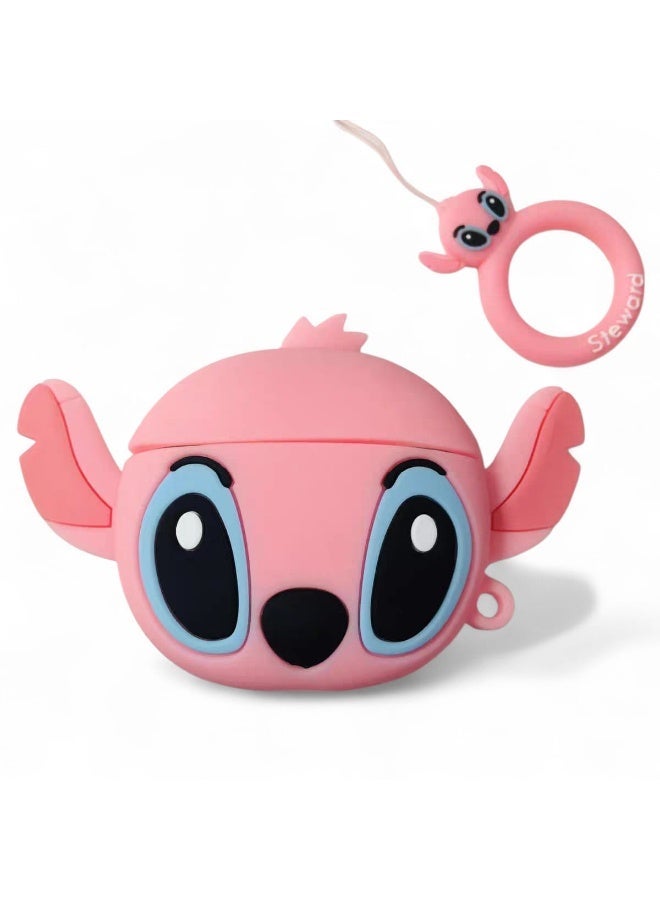 فكرة Fekra متوافق مع Airpods 4 Generation Case غطاء كرتوني ثلاثي الأبعاد لطيف ومضحك  (Big Ear Stitch Pink) - Image 1