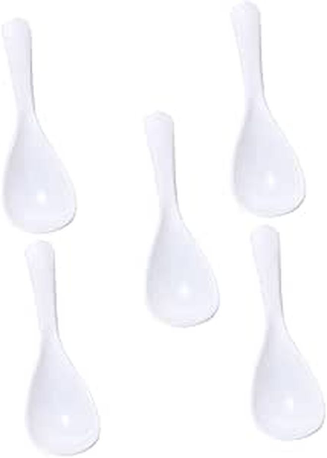 White Plastic Soup Spoons 5pcs Versatile Kitchen Utensils for Home and Catering Use - Image 1