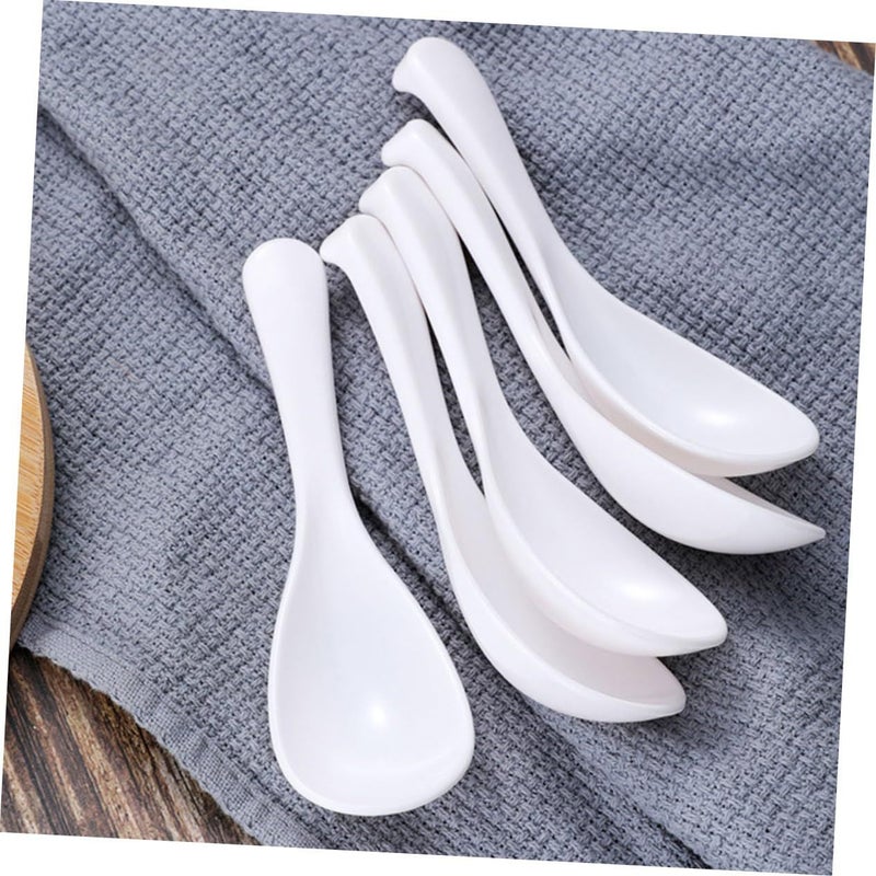 White Plastic Soup Spoons 5pcs Versatile Kitchen Utensils for Home and Catering Use - Image 4