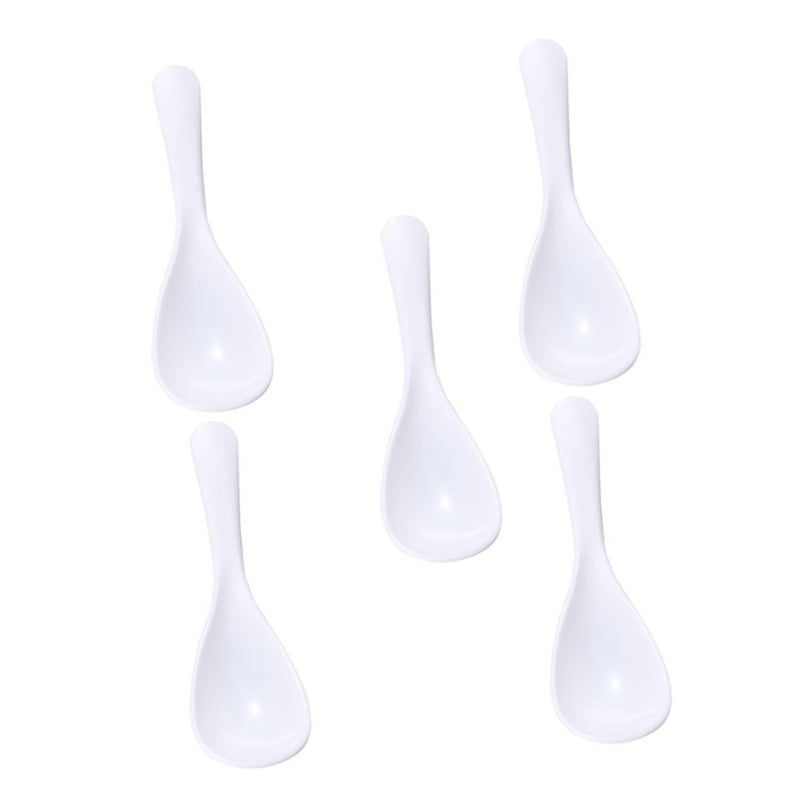 White Plastic Soup Spoons 5pcs Versatile Kitchen Utensils for Home and Catering Use - Image 2