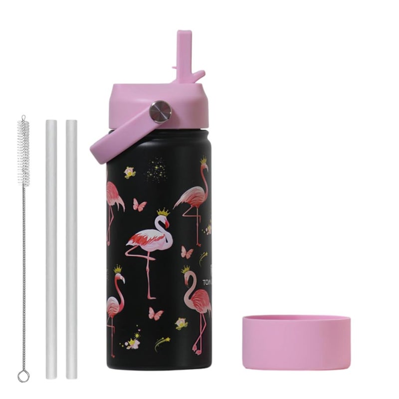 TOM  BELL Insulated Water Bottle for Kids 500ml,Double Wall Water Bottle for School, Sipper Bottle,Hot and Cold, Premium 304 Stainless Steel (flamingo, 500ml) - Image 1
