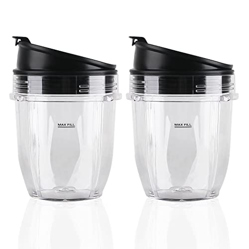 Veterger 2 Pack Replacement Parts Cup with Lid,Compatible with Ninja Blender Auto iQ BL480 BL482 BL642 NN102 BL682 BL450 BL2013 (2 12oz) - Image 1