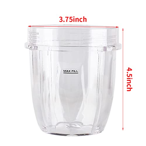 Veterger 2 Pack Replacement Parts Cup with Lid,Compatible with Ninja Blender Auto iQ BL480 BL482 BL642 NN102 BL682 BL450 BL2013 (2 12oz) - Image 3