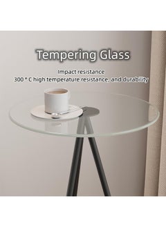Sharpdo Tempered Glass Double Layer Round Table Easy To Assemble With Two Panels For Storage And Display Suitable For Furniture Living Room And Home Office 40*33*60CM  - Image 4