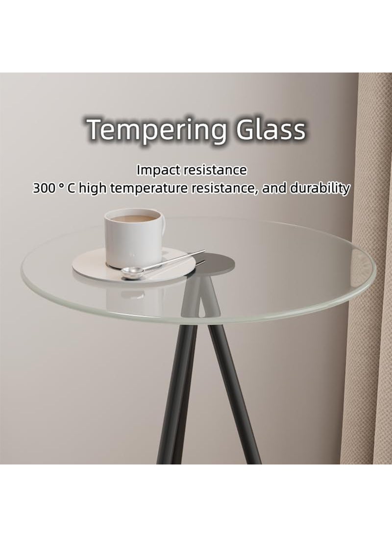 Sharpdo - Tempered Glass Double Layer Round Table Easy To Assemble With Two Panels For Storage And Display Suitable For Furniture Living Room And Home Office 40*33*60CM - Image 1