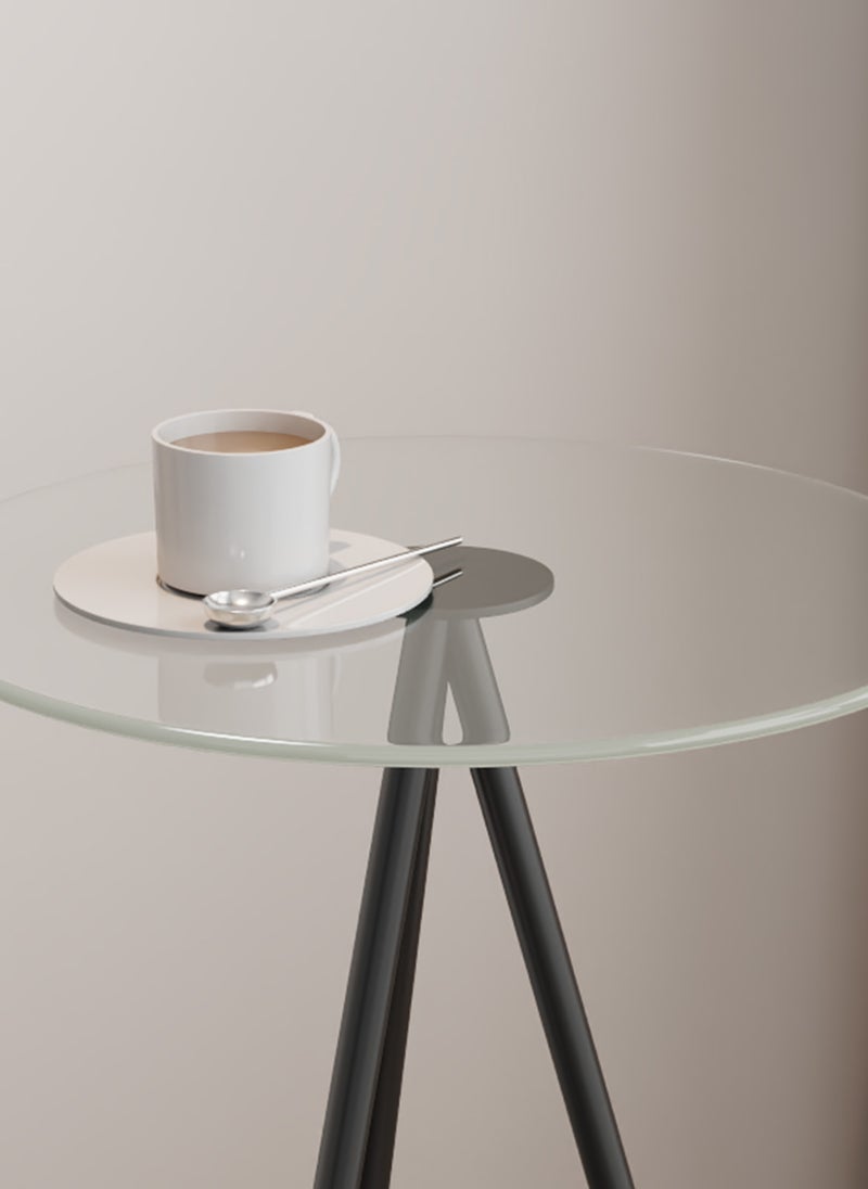 Sharpdo - Tempered Glass Double Layer Round Table Easy To Assemble With Two Panels For Storage And Display Suitable For Furniture Living Room And Home Office 40*33*60CM - Image 1