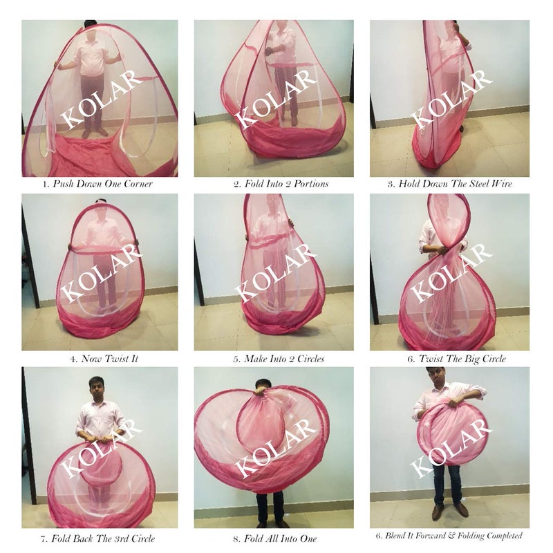 Kolar Foldable King Size Double Bed Pink Mosquito Net - Image 2