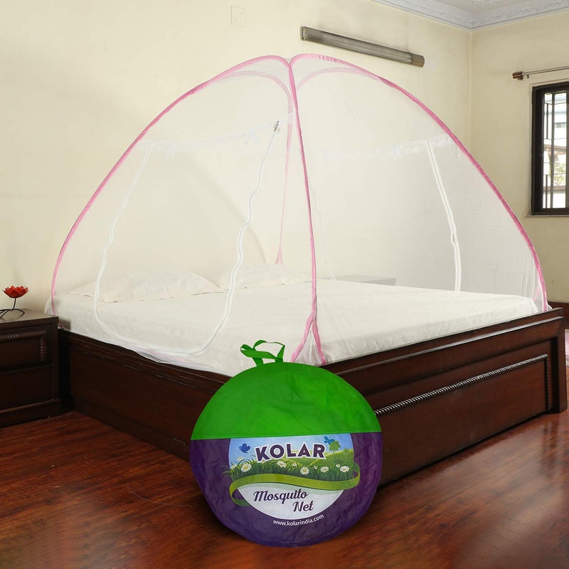 Kolar Foldable King Size Double Bed Pink Mosquito Net - Image 1