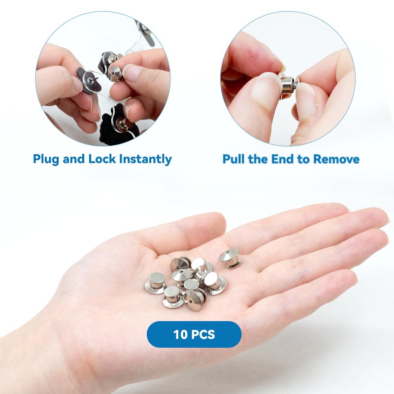 Verigud 4 Badge Buddy Pin Holders with 10 Locking Pin Backs, Acrylic Pin Holder with 9 Holes, Compatible with Both Horizontal and Vertical ID Badges for Nurses, Students, Employees(Not Badge Holders) - Image 4