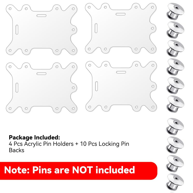 Verigud 4 Badge Buddy Pin Holders with 10 Locking Pin Backs, Acrylic Pin Holder with 9 Holes, Compatible with Both Horizontal and Vertical ID Badges for Nurses, Students, Employees(Not Badge Holders) - Image 2
