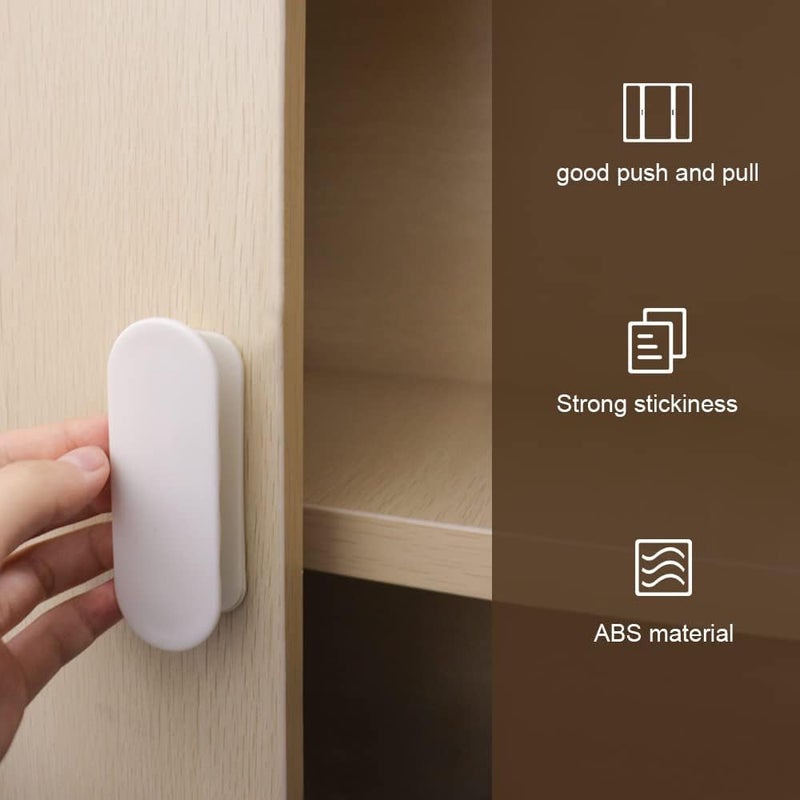 KPNG SelfStick Instant Cabinet DrawerHumanity Handle Helper Auxiliary for Kitchen Cabinet Knobs Drawer Window Sliding DoorWardrobe SelfStick Push Pull Helper Stickon Handles White Pack of 4 - Image 2