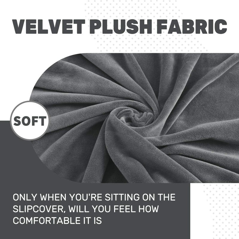 MAXIJIN Velvet Stretch Cushion Covers Fitted Couch Cushion Slipcovers Sofa Seat Cushion Covers for Individual Cushions with Elastic Bottom (3 Piece Sofa Seat Slipcovers, Gray) - Image 3