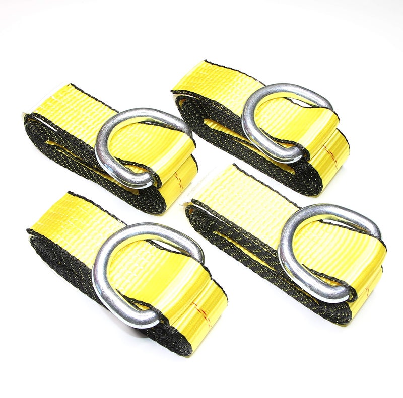 WorldPac Pack of 4 2 X 12ft Feet Lasso Strap with D Ring Auto Tie Down