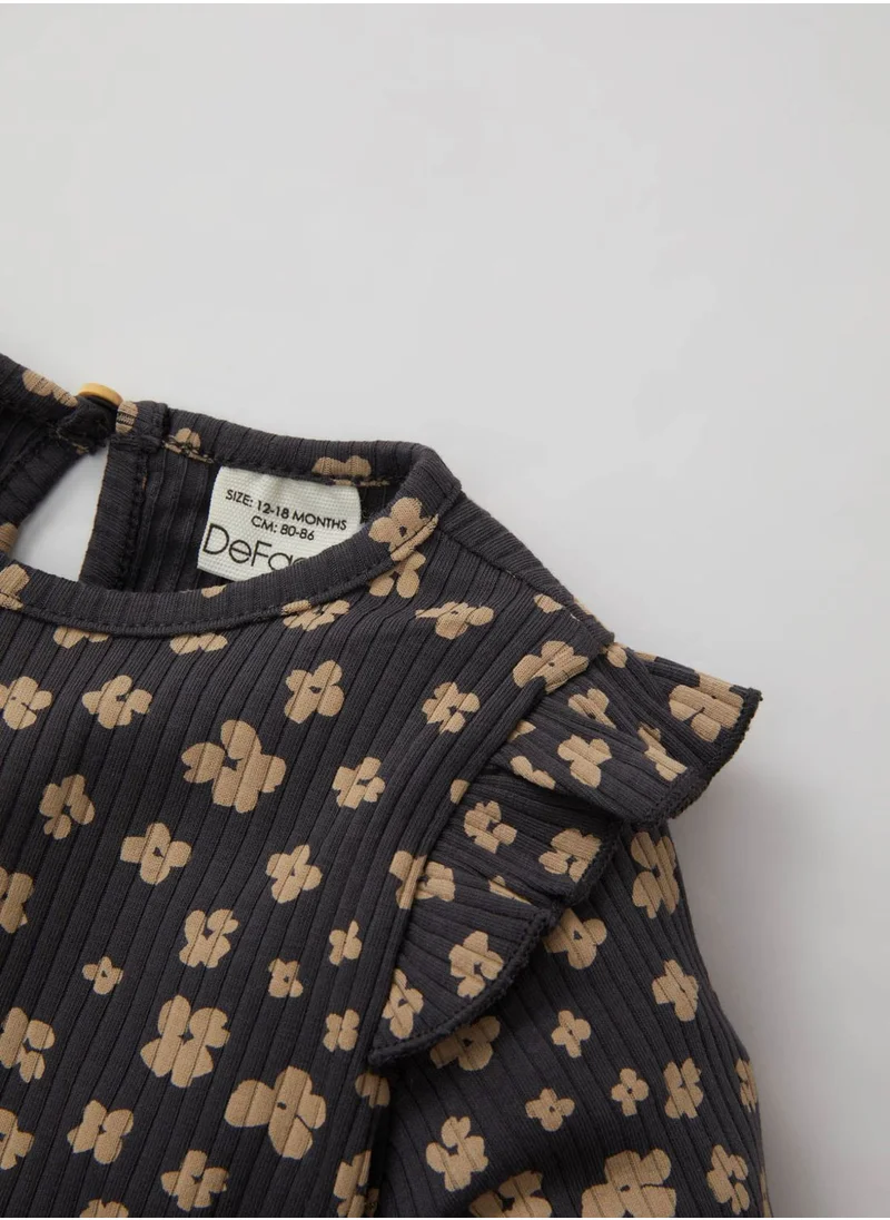 ديفاكتو Regular Fit Flower Long Sleeve T-Shirt