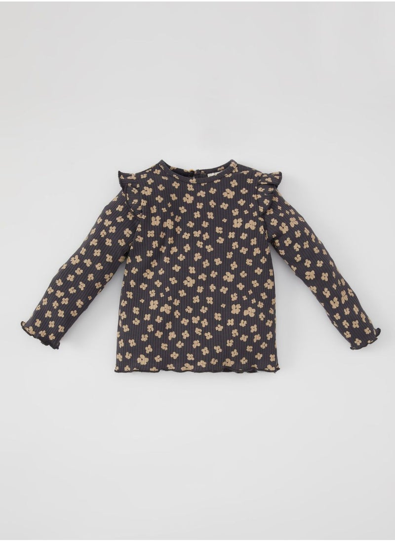 DeFacto - Regular Fit Flower Long Sleeve T-Shirt - Image 1