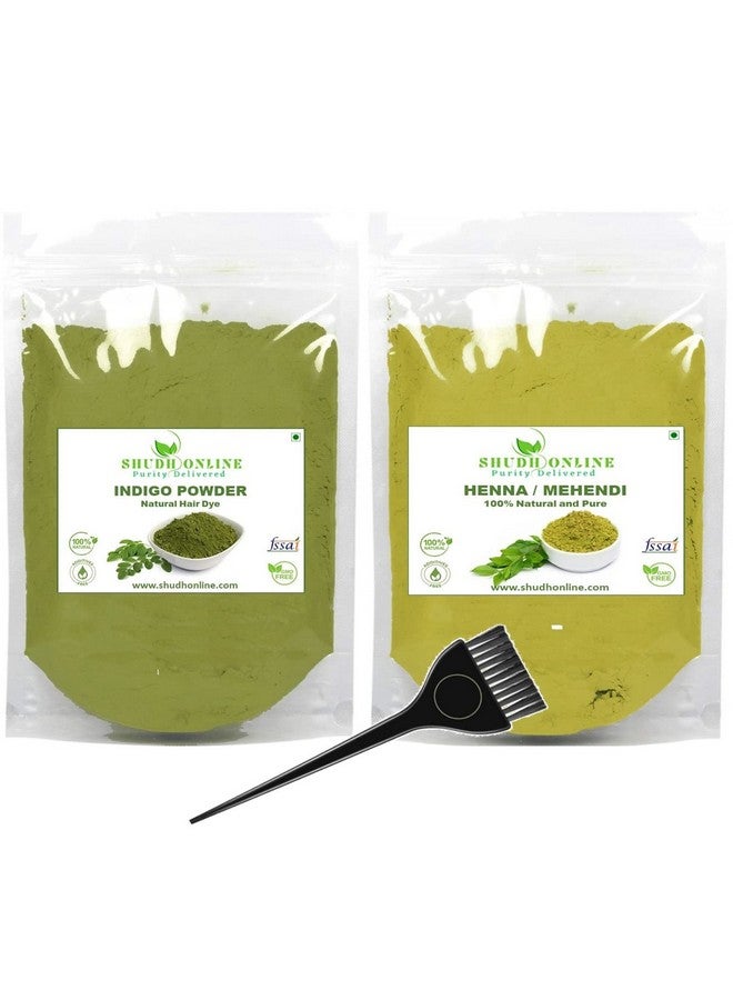 Shudh Online Indigo And Henna Powder Organic For Hair Colour (100 Grams Each - 200 Grams), Avuri And Mehandi, Neela Amari, Natural Mehndi, Cassia Obovata, Neel Patti, Neelayamari, Neli Aku - Image 1