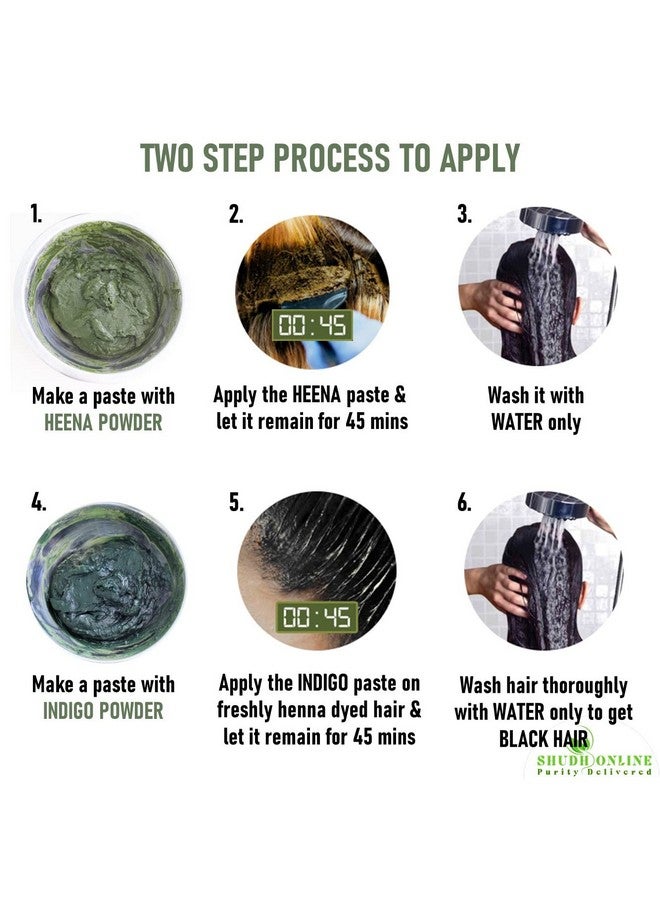 Shudh Online Indigo And Henna Powder Organic For Hair Colour (100 Grams Each - 200 Grams), Avuri And Mehandi, Neela Amari, Natural Mehndi, Cassia Obovata, Neel Patti, Neelayamari, Neli Aku - Image 4