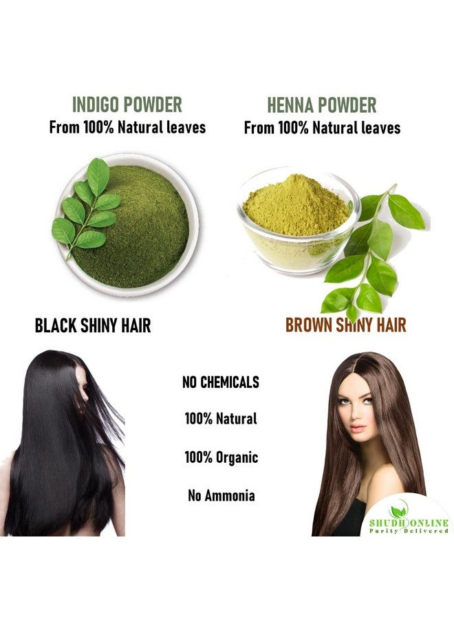 Shudh Online Indigo And Henna Powder Organic For Hair Colour (100 Grams Each - 200 Grams), Avuri And Mehandi, Neela Amari, Natural Mehndi, Cassia Obovata, Neel Patti, Neelayamari, Neli Aku - Image 2