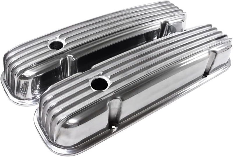 Racing Power R6285 Polished Aluminum Finned Valve Cover for Pontiac