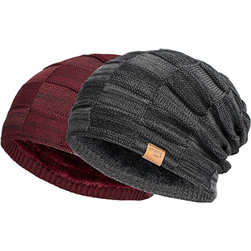 Vgogfly Slouchy Beanie for Men Winter Hats for Guys Cool Beanies Mens Lined Knit Warm Thick Skully Stocking Binie Hat - Image 1