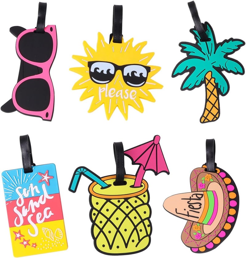 LOKIPA LOKIPA 6 Pack Unique Luggage Tags  Fun Summer Beach Travel Tags for Suitcase Baggage and Backpack  - Image 1