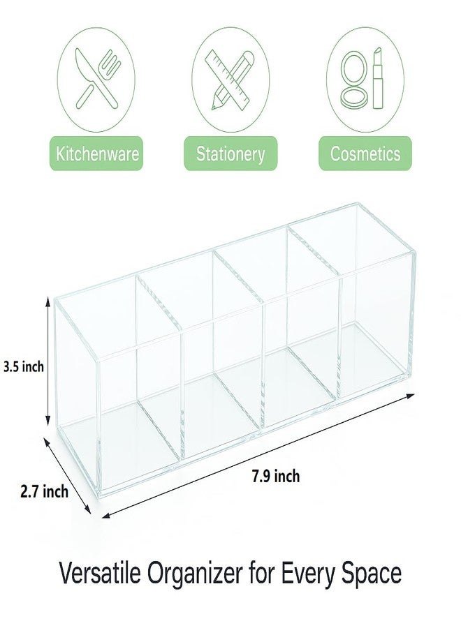 elysolpluv Clear Acrylic 4-Compartment Organizer Box, Small (7.9" × 2.7" × 3.5") - Handcrafted, Eco-Friendly, Minimal Packaging Compact Storage Organizer - Image 2
