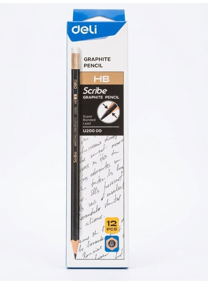 Deli EU20000 Graphite HB Pencil 12-Pieces, black - Image 1