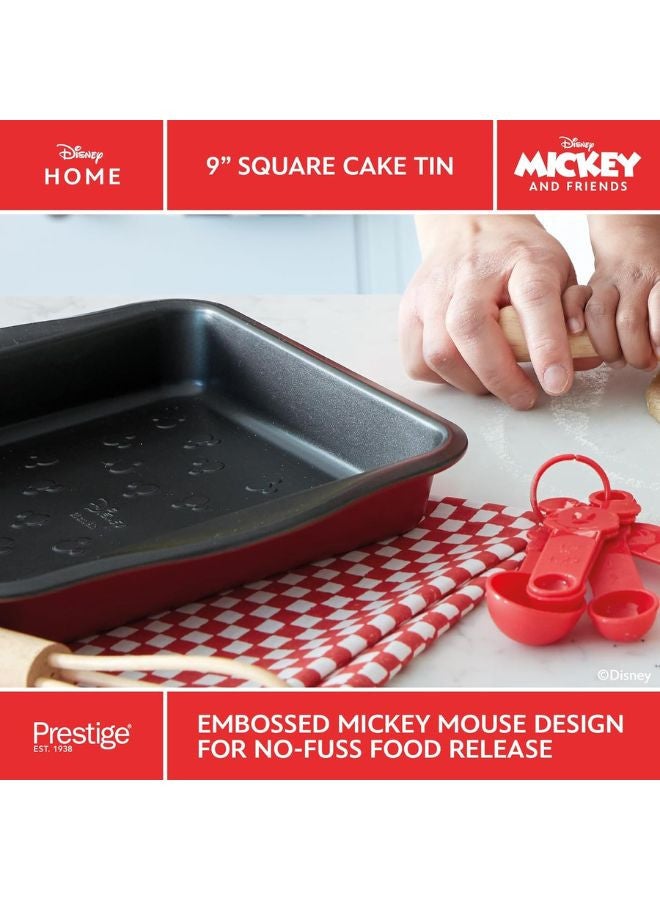 Prestige New Disney Bake with Mickey Mouse Square Cake Tins for Baking - Non Stick 9 Inch Cake Tin, Carbon Steel Bakeware, Red & Black - Image 5