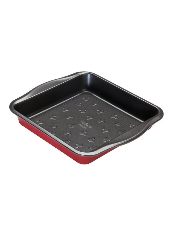 Prestige New Disney Bake with Mickey Mouse Square Cake Tins for Baking - Non Stick 9 Inch Cake Tin, Carbon Steel Bakeware, Red & Black - Image 1