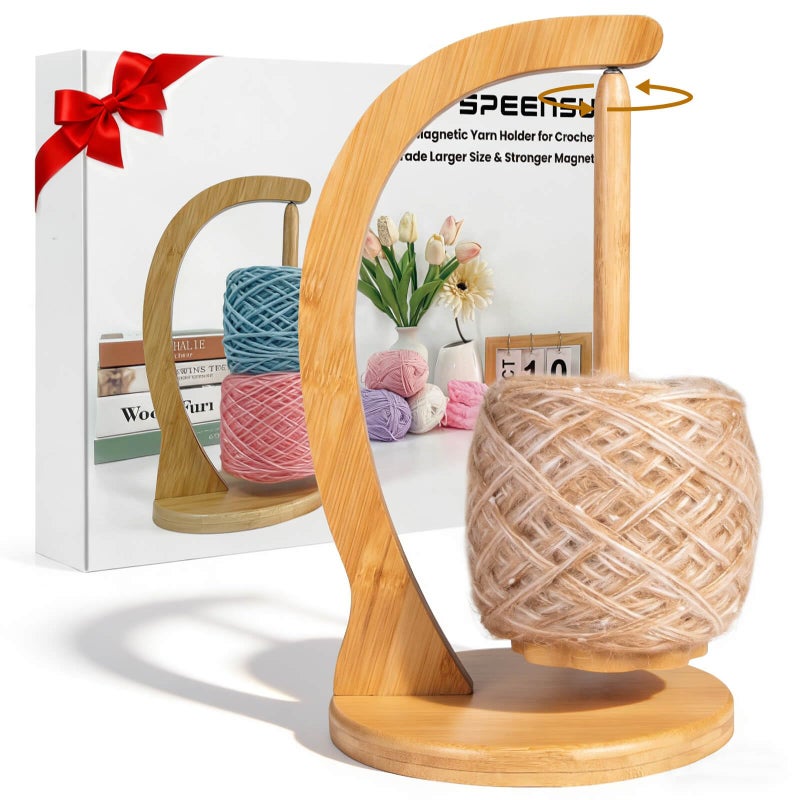 SPEENSUN Yarn Holder for Crocheting, Upgrade Larger Size & Magnetic Crochet Yarn Holder, Rotating Design Holds Most Yarns Up to 1.1 lbs, Crochet Gift for Knitting Lovers with Packaging Box - Image 1