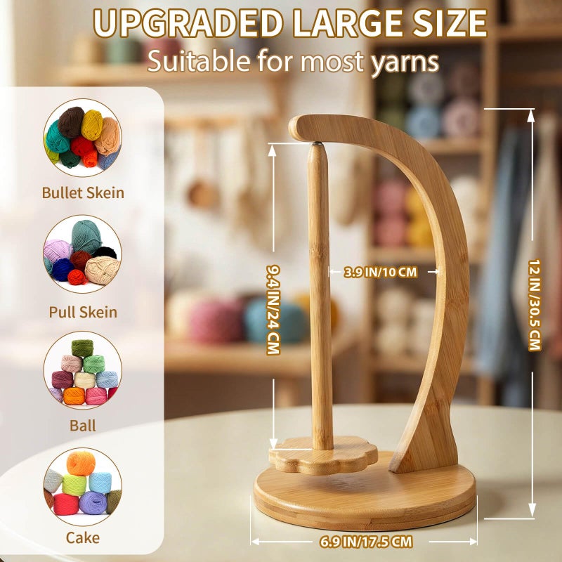SPEENSUN Yarn Holder for Crocheting, Upgrade Larger Size & Magnetic Crochet Yarn Holder, Rotating Design Holds Most Yarns Up to 1.1 lbs, Crochet Gift for Knitting Lovers with Packaging Box - Image 3