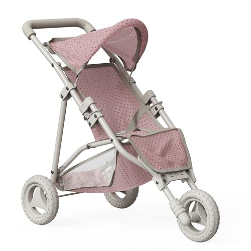 Olivia's Little World Doll Jogging-Style Stroller with Canopy, Storage Underneath, Pink and Cream and Gray - Image 1