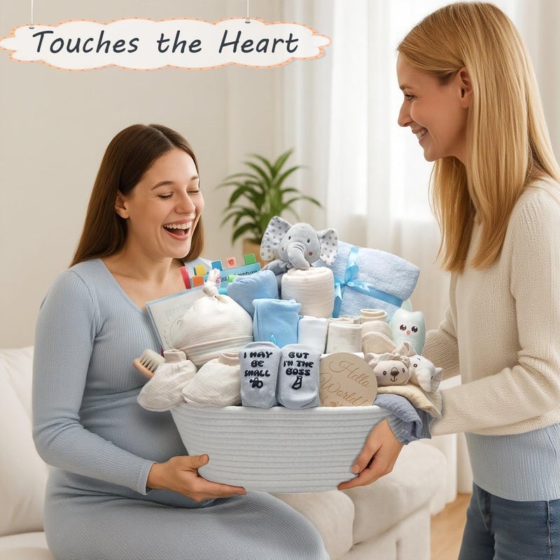 Kipwake 27-Piece Baby Shower Gifts for Boys, Newborn Essentials Must Haves,Large Baby Boy Gift Basket Set Essential Stuff,Gender Reveal Gifts,Rattle Swaddle,Blue,Baby Registry Search,Diaper Caddy Organizer - Image 4