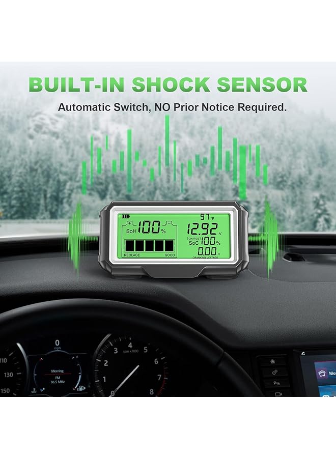 Excefore 12V Car Battery Status Tester - Battery Monitor, 433Mhz Wireless Radio Frequency Automotive Load Tester With Charging & Cranking Test & Alarm Function For Motorcycle Car Rv Truck Atv Suv Marine Etc - Image 5